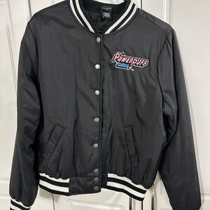 Cartoon Network Black Varsity Jacket with Powerpuff Girls Logo